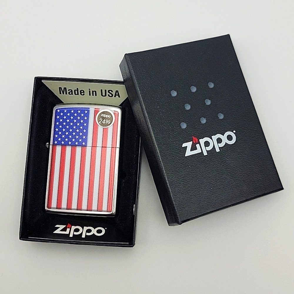 NEW Zippo Patriotic American Flag Wind Proof  Lighter USA 29722